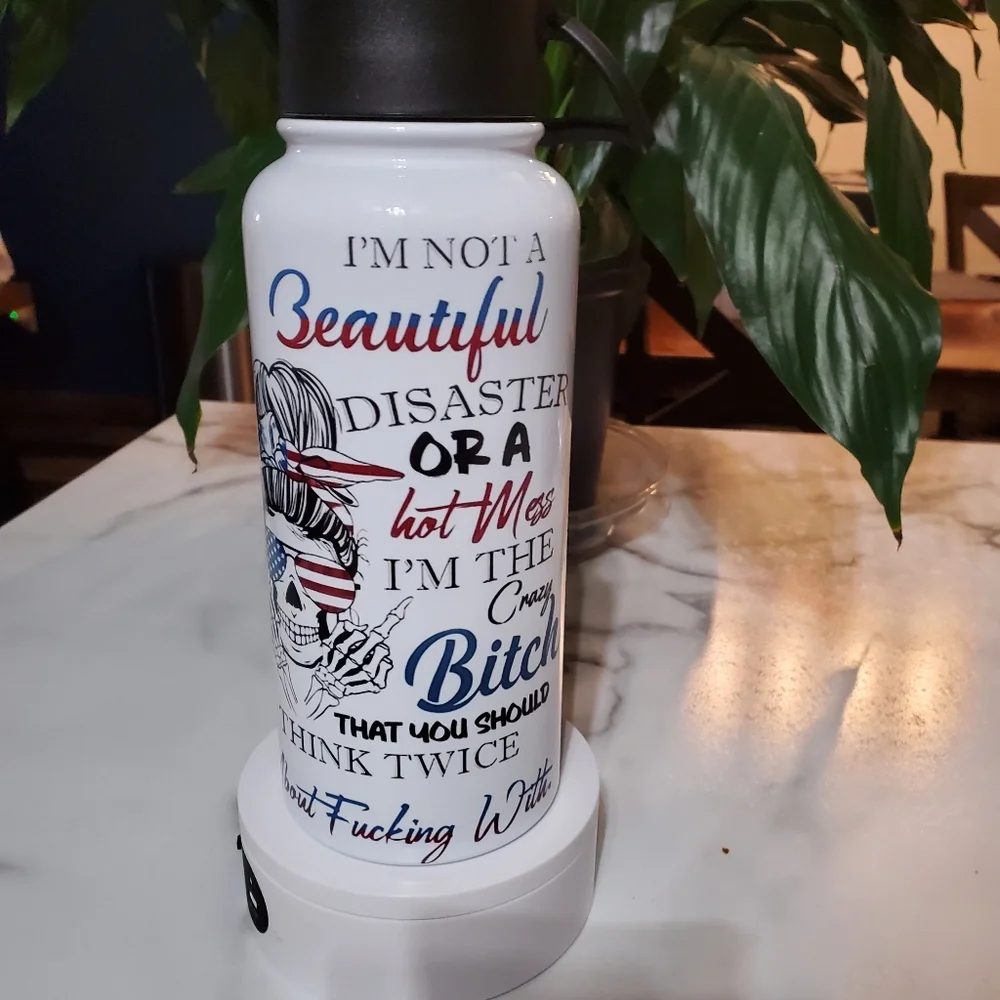 I'm The Crazy B****  Funny Adult 32oz Hydro Handle Bottle Tumbler 💜sale